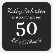 De Grote 50 50ste Verjaardag Zwart-wit Vierkante Sticker (Voorkant)