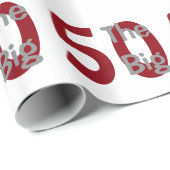 De grote '50', 'Birthday', rode, witte tekst op wi Cadeaupapier (Rol Hoek)