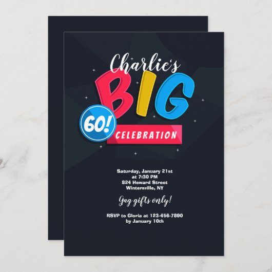 De Grote 60 Uitnodiging (Voorkant / Achterkant)