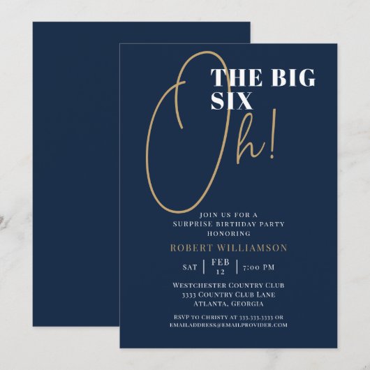 De grote 60e Surprise Blue Birthday-uitnodiging Kaart (Voorkant / Achterkant)