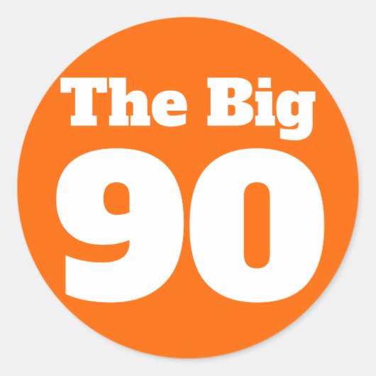 De Grote 90 Oranje Verjaardag Ronde Sticker (Voorkant)
