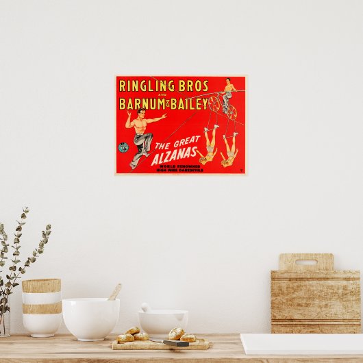 De grote Alzanas Acrobat Linewalker Aerial Circus Poster (Keuken)