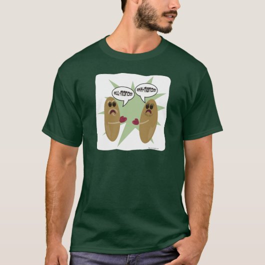 De grote amandeldiscussie Funny Nut Cartoon T-shirt (Voorkant)