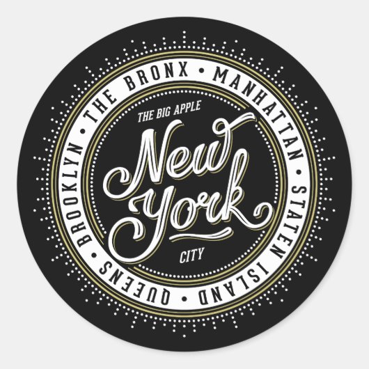 De grote Apple New York City Logo Ronde Sticker (Voorkant)