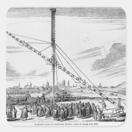 De grote astronomische telescoop vierkante sticker (Voorkant)