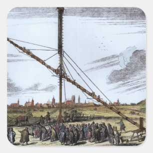 De grote astronomische telescoop vierkante sticker