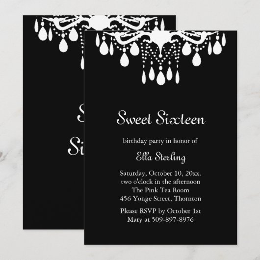 De Grote Ballroom van Crystal (zwarte) Uitnodiging (Voorkant / Achterkant)