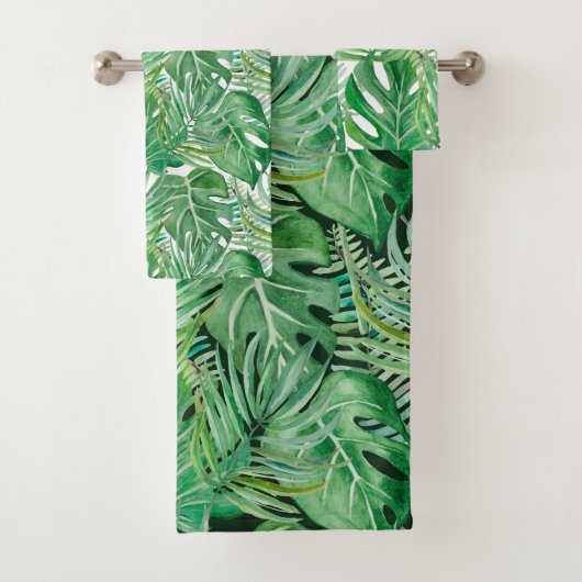 De grote bladeren van palmbomen en monstera bad handdoek (Insitu)