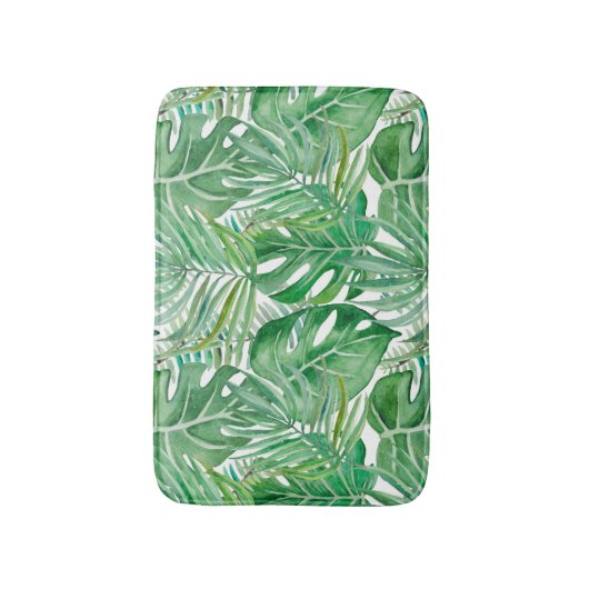 De grote bladeren van palmbomen en monstera badmat (Voorkant Verticaal)