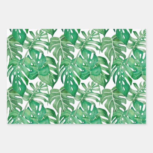 De grote bladeren van palmbomen en monstera inpakpapier vel (Voorkant 3)