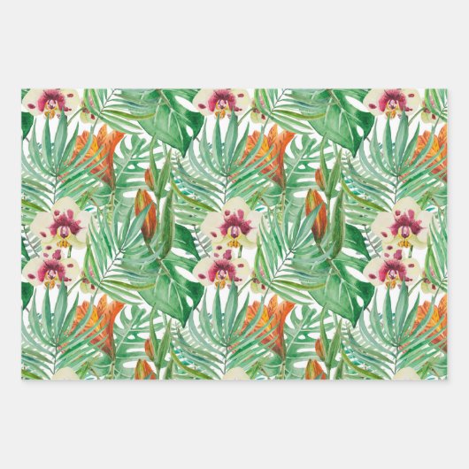 De grote bladeren van palmbomen en monstera inpakpapier vel (Voorkant 2)