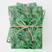 De grote bladeren van palmbomen en monstera inpakpapier vel (In situ)