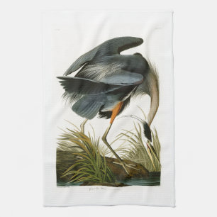 De Grote Blauwe Heron John Audubon Birds of Americ Theedoek