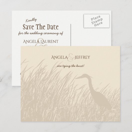 De grote blauwe Heron trouwe bruiloft, behalve de Aankondigingskaart (Voorkant / Achterkant)