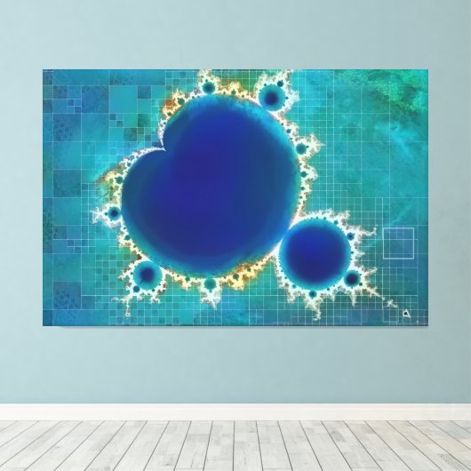 De Grote Blauwe Mandelbrot Set Fractal Schatkaart Canvas Afdruk (Insitu (Houten vloer))