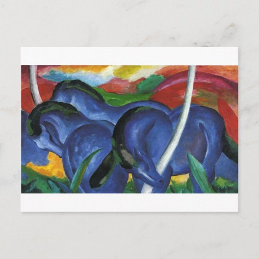 De grote blauwe paarden van Franz Marc Briefkaart (Voorkant)