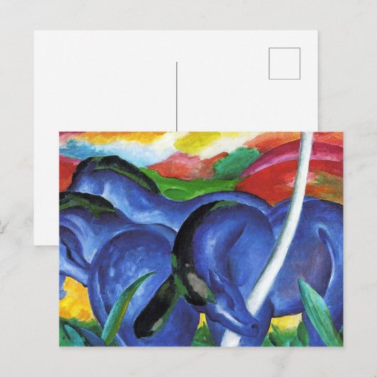 De grote blauwe paarden van Franz Marc Briefkaart (Voorkant / Achterkant)