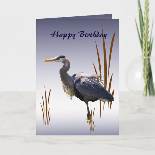 De grote Blauwe Verjaardag van de Reiger Kaart (Voorkant)
