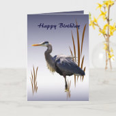 De grote Blauwe Verjaardag van de Reiger Kaart (Gele Bloem)