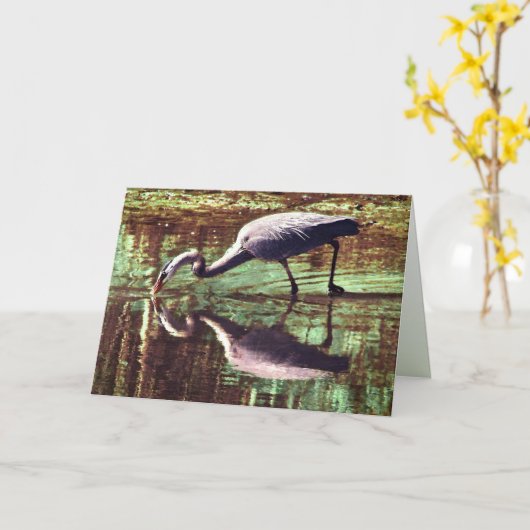 De grote Blauwe Verjaardag van de Reiger Kaart (Gele Bloem)