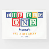 De Grote Blok Verjaardag Kleurrijk Retro 1e Verjaa Spandoek (Horizontaal)