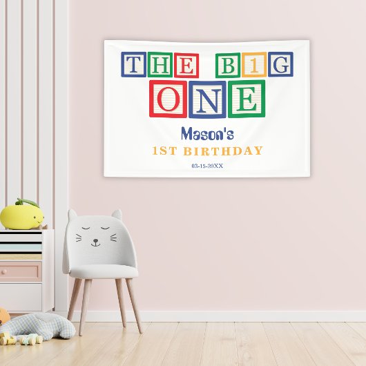 De Grote Blok Verjaardag Kleurrijk Retro 1e Verjaa Spandoek