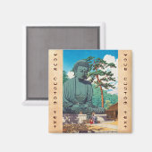 De Grote Boeddha in Kamakura Hasui Kawase hanga Magneet (Voorkant / Achterkant)