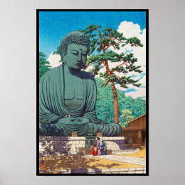 De Grote Boeddha in Kamakura Hasui Kawase hanga Poster