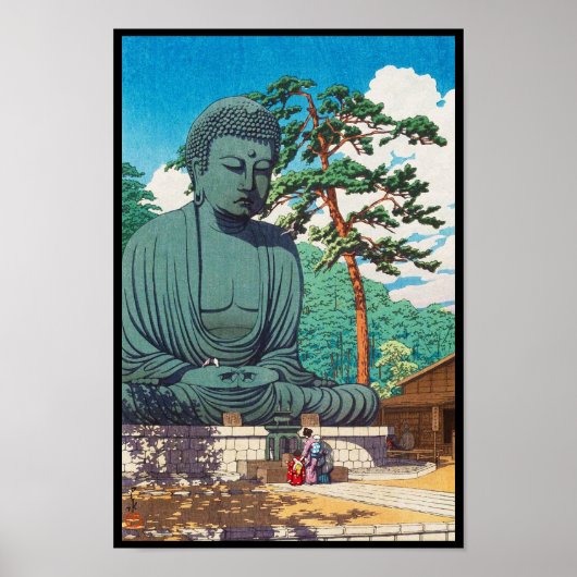 De Grote Boeddha in Kamakura Hasui Kawase hanga Poster (Voorkant)