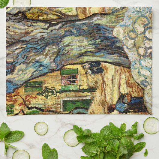 De grote bomen van Vincent van Gogh Theedoek (Gevouwen)