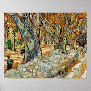 De grote bomen (wegmenders op Saint-Rémy) Poster