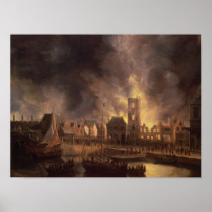 De grote brand in het oude stadhuis Amsterdam Poster