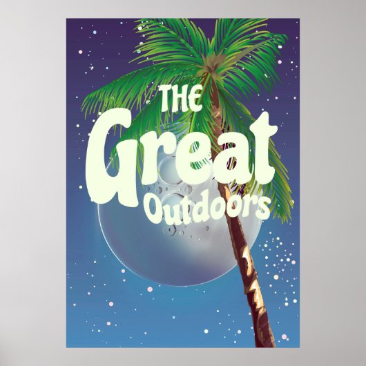 De grote buitenpalm en maan poster (Voorkant)