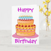 De grote Cake van de Verjaardag Kaart (Gele Bloem)