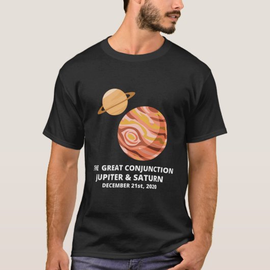 De Grote Conjunctie 2020 Jupiter en Saturnus Plan T-shirt (Voorkant)