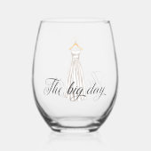 De grote dag moderne witte trouwjurk wijnglas zonder voet (Voorkant)