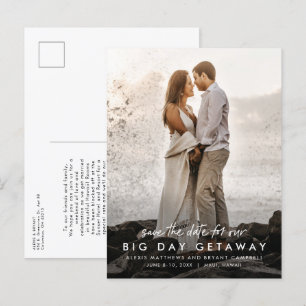 De grote dag van de bestemming van de weg bruiloft aankondigingskaart