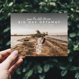 De grote dag van de bestemming van de weg bruiloft aankondigingskaart