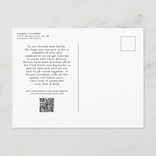 De grote dag van de bestemming van de weg bruiloft aankondigingskaart (Achterkant)