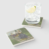 De Grote Dame (middeleeuwse aristocratische vrouw) Stenen Onderzetter (Zijkant)