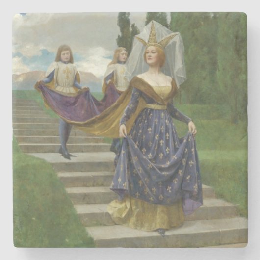 De Grote Dame (middeleeuwse aristocratische vrouw) Stenen Onderzetter (Voorkant)