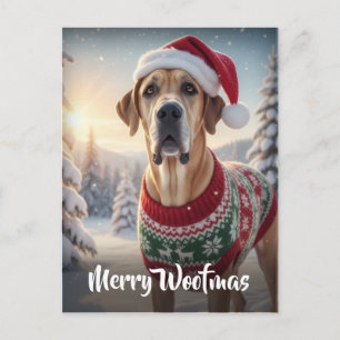 De grote Deense hond Merry Woofmas  Feestdagenkaart