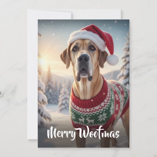 De grote Deense hond Merry Woofmas Feestdagenkaart (Voorkant)