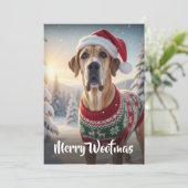 De grote Deense hond Merry Woofmas Feestdagenkaart (Staand voorkant)