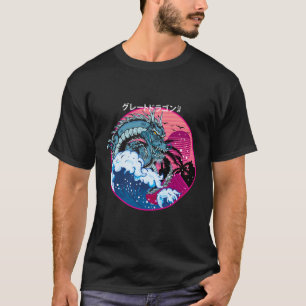 De Grote Drakengolf van Kanagawa - Vaporwave Geo T-shirt