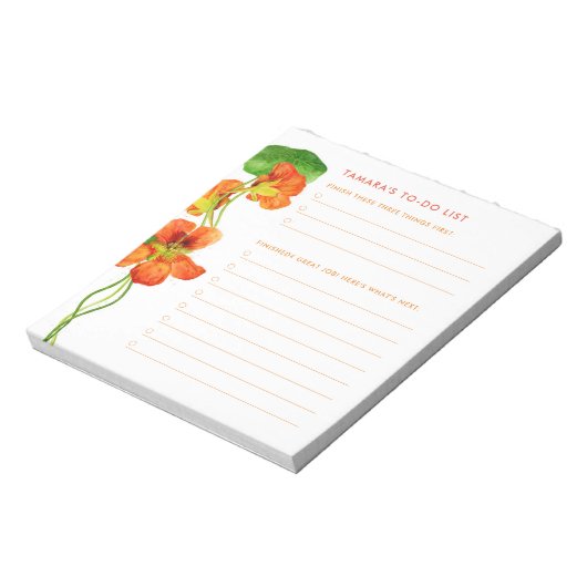 DE GROTE DRIE Nasturtium to-do lijst Notitieblok (Linkerzijde)