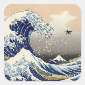 De Grote Drone Wave van Kanagawa Vierkante Sticker