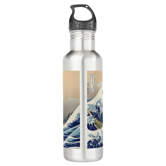 De Grote Drone Wave van Kanagawa Waterfles (Achterkant)