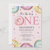 De grote één 1e verjaardag Donut Themafeest Kaart (Voorkant)