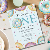 De grote één 1e verjaardag Donut Themafeest Kaart